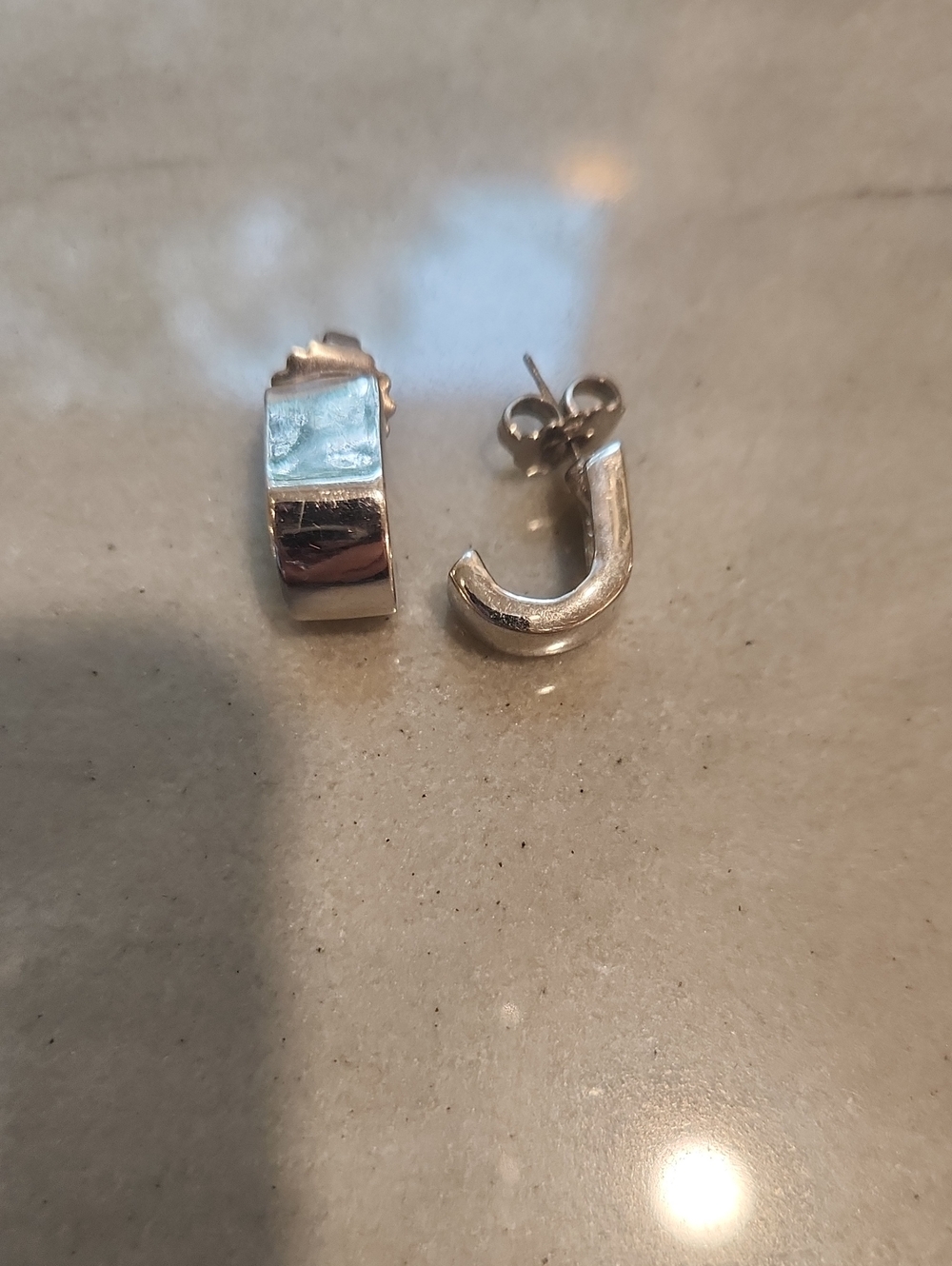Classic Silver Half-Hoop Stud Earrings - Silver